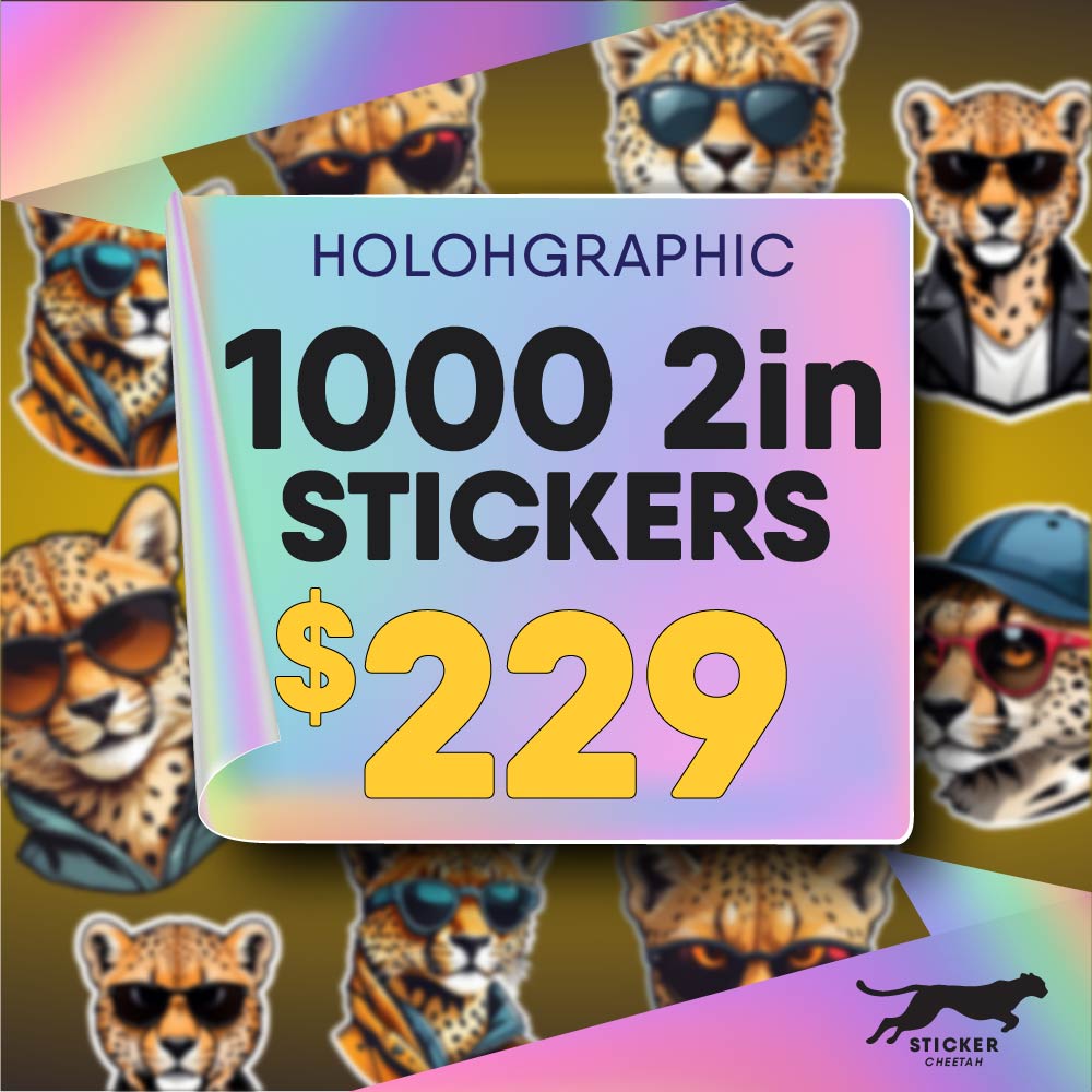 1000 2in Custom Holographic Stickers - Diecut