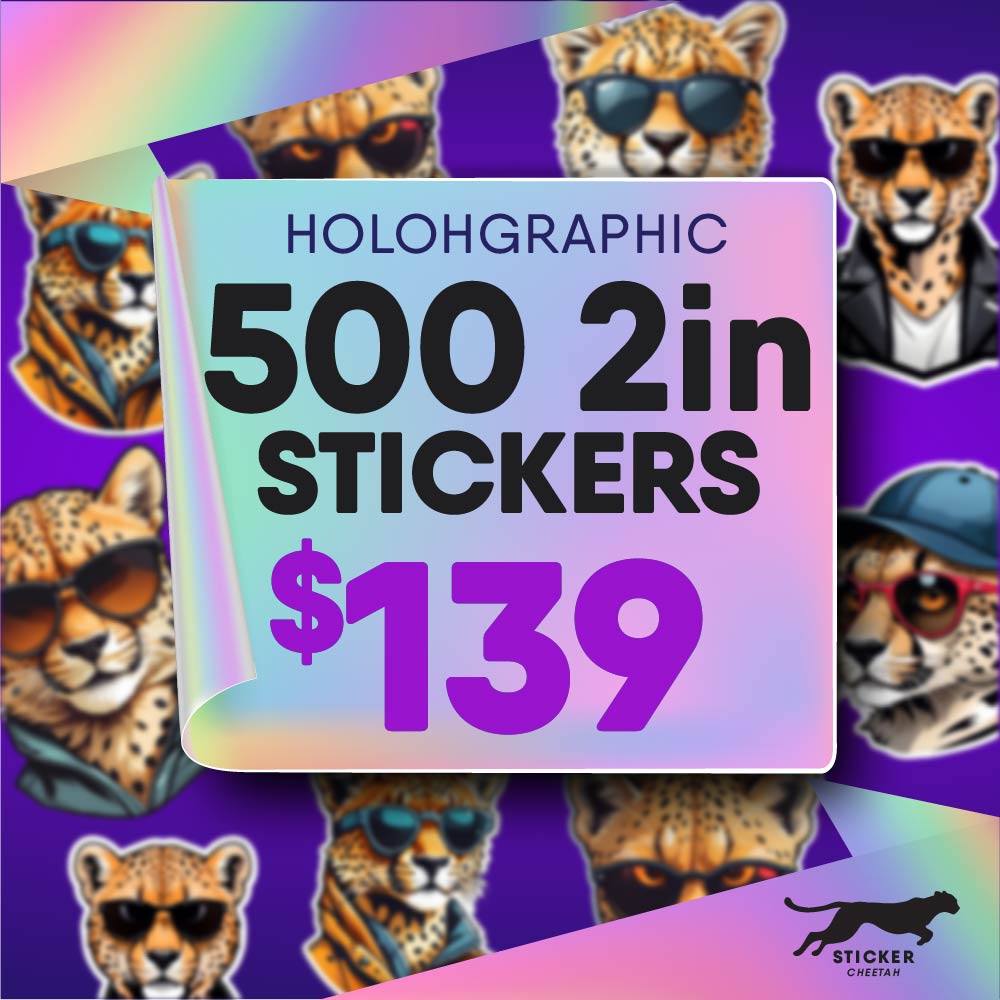 500 pegatinas holográficas personalizadas de 2 pulgadas - Troqueladas