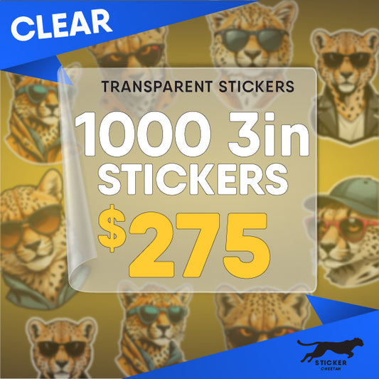 1000 3in Custom Clear Stickers - Diecut