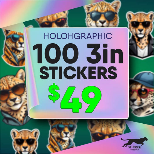 100 3in Custom Holographic Stickers - Diecut