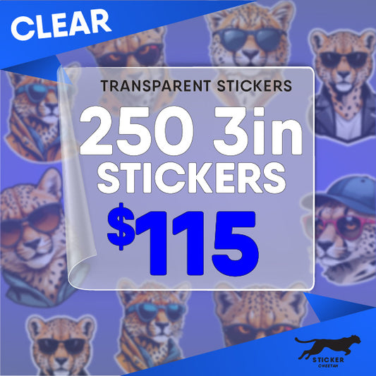 250 3in Custom Clear Stickers - Diecut