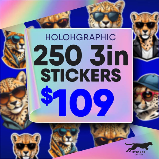 250 3in Custom Holographic Stickers - Diecut