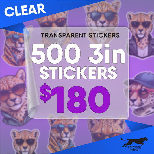 500 3in Custom Clear Stickers - Diecut