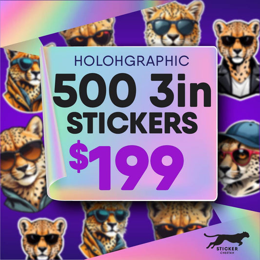 500 3in Custom Holographic Stickers - Diecut