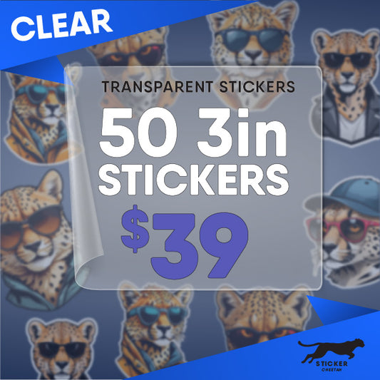 50 3in Custom Clear Stickers - Diecut