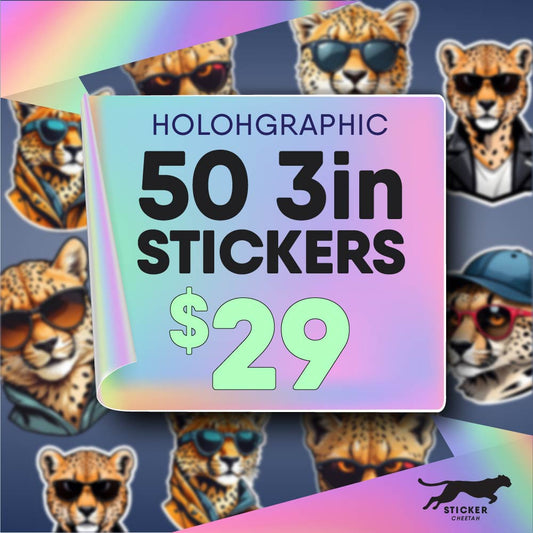 50 3in Custom Holographic Stickers - Diecut