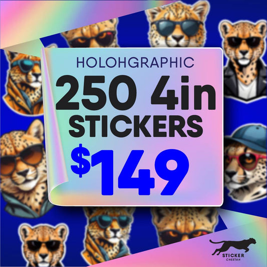 250 4in Custom Holographic Stickers - Diecut