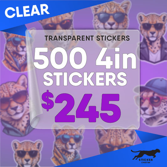 500 4in Custom Clear Stickers - Diecut