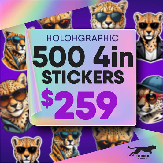 500 4in Custom Holographic Stickers - Diecut