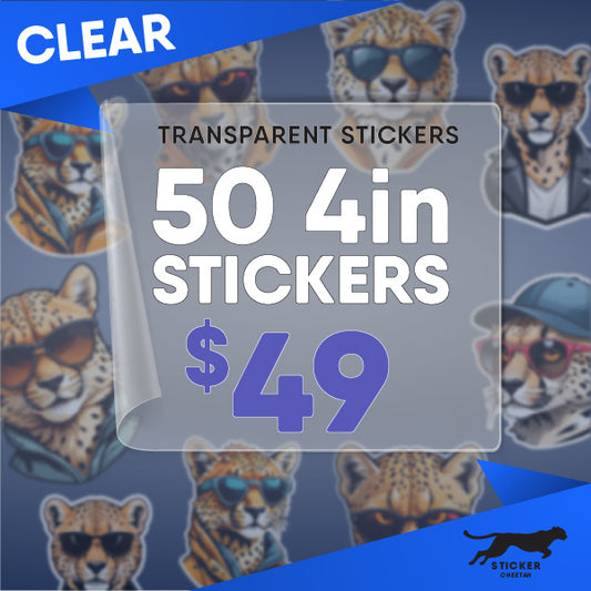 50 4in Custom Clear Stickers - Diecut