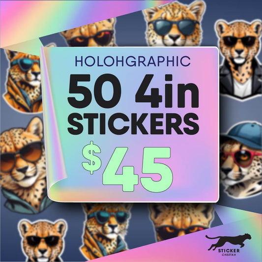 50 4in Custom Holographic Stickers - Diecut