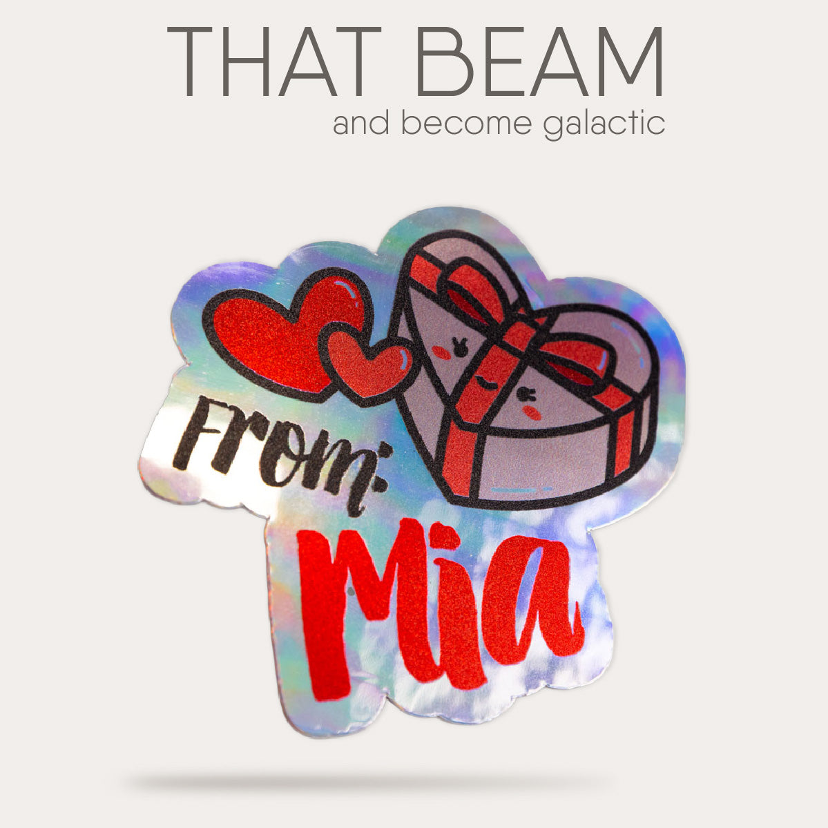 Holographic stickers that beam and become galactic