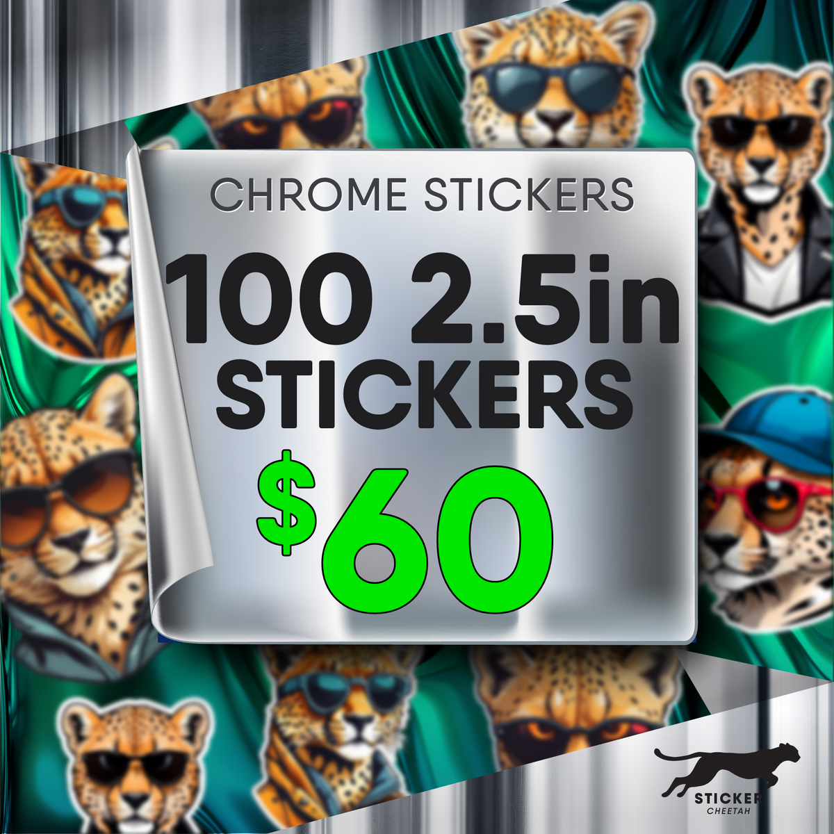 100 2.5in custom Chrome stickers deal