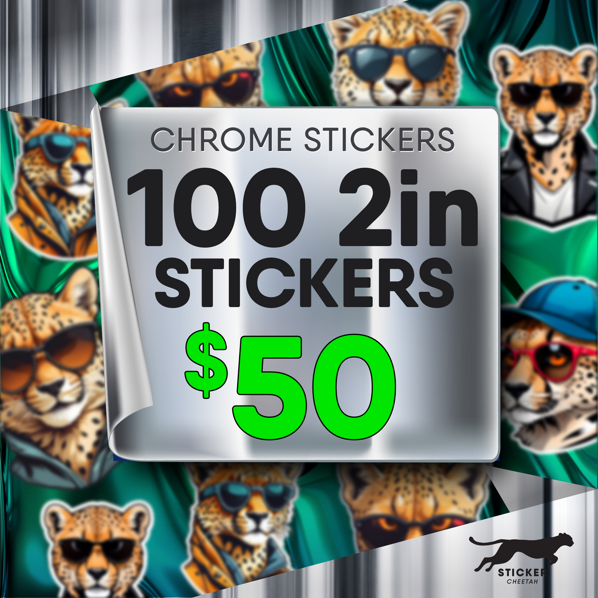 100 2in custom Chrome stickers deal