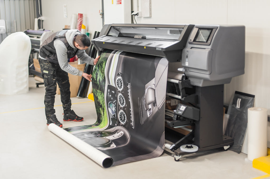 a latex printer printing a large graphic