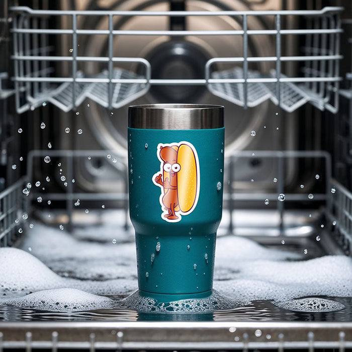 Water bottle sticker in the dishwasher