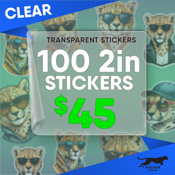 100 2in Custom Clear Stickers - Diecut – Sticker Cheetah