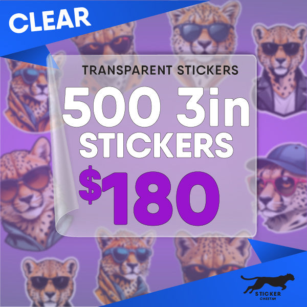 500 3in Custom Clear Stickers - Diecut